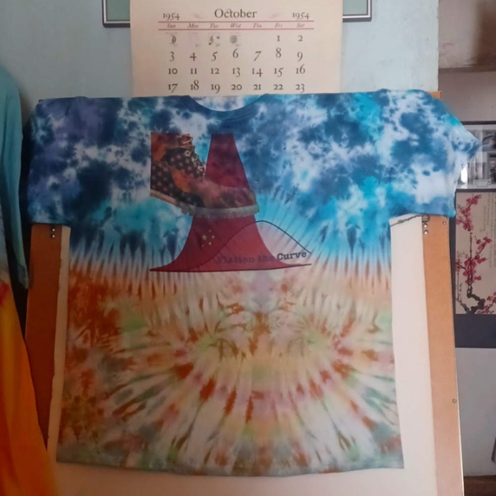 Stomp on Flatten the Curve te-dye tee